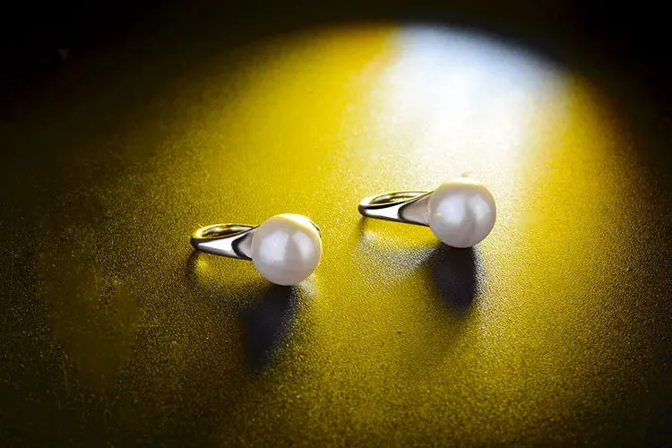 Pearl Hook Dangle Earring Pure 925 Sterling Silver