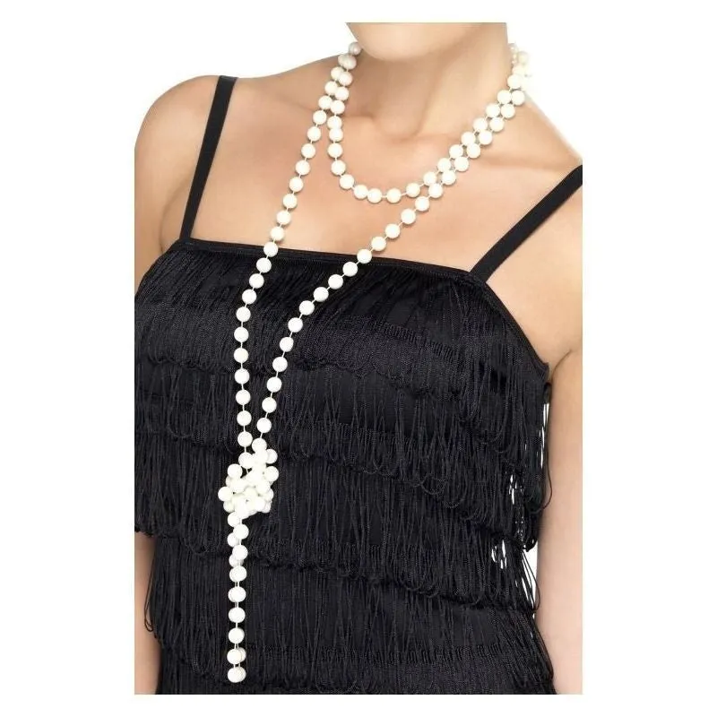 Pearl Necklace Adult White 180cm Costume Accessory