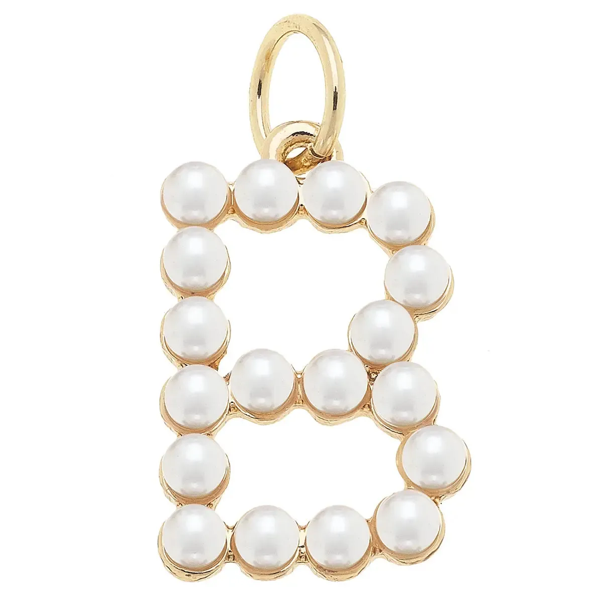 Pearl-Studded Letter Charm in Ivory