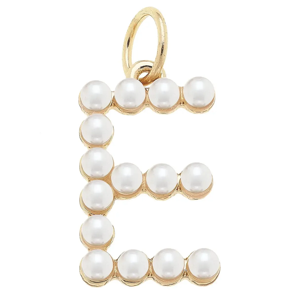 Pearl-Studded Letter Charm in Ivory