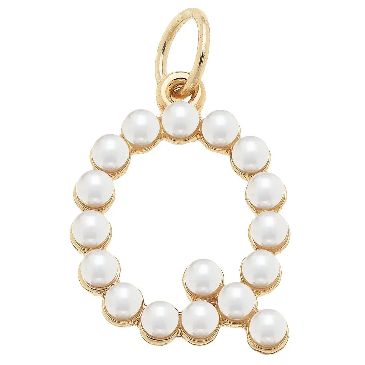 Pearl-Studded Letter Charm in Ivory