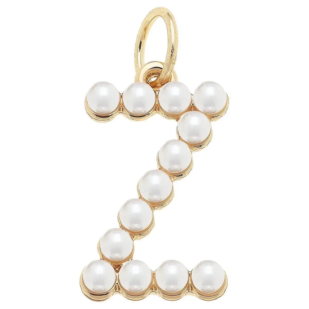 Pearl-Studded Letter Charm in Ivory