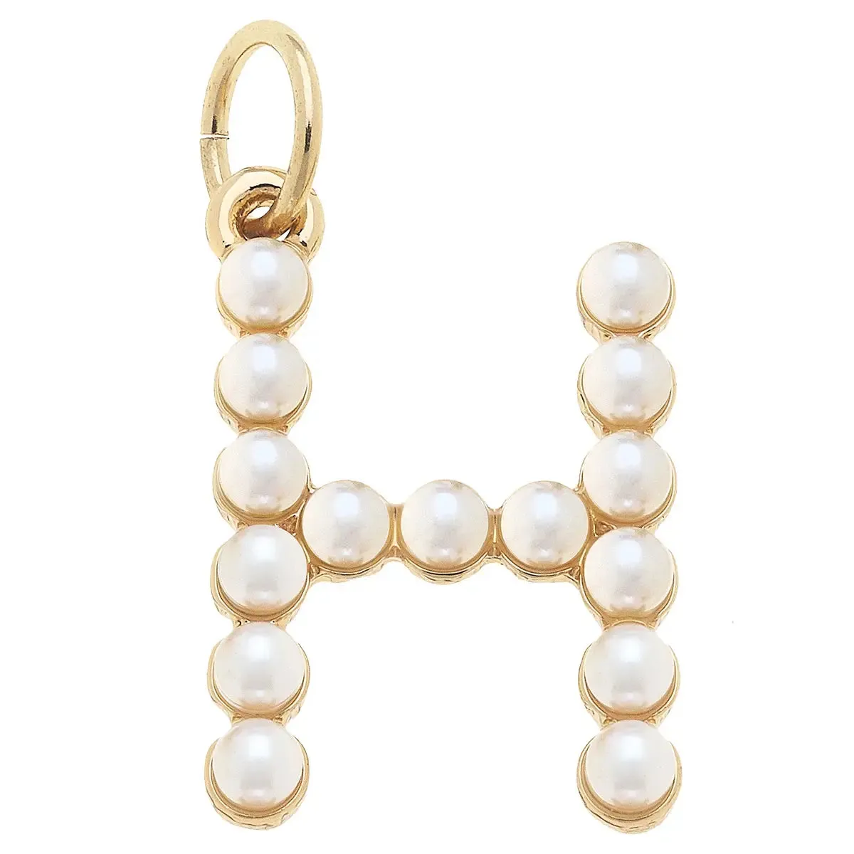 Pearl-Studded Letter Charm in Ivory