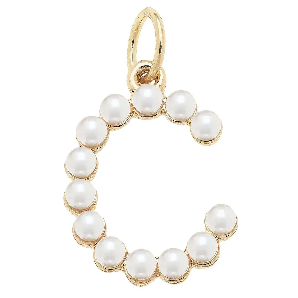 Pearl-Studded Letter Charm in Ivory