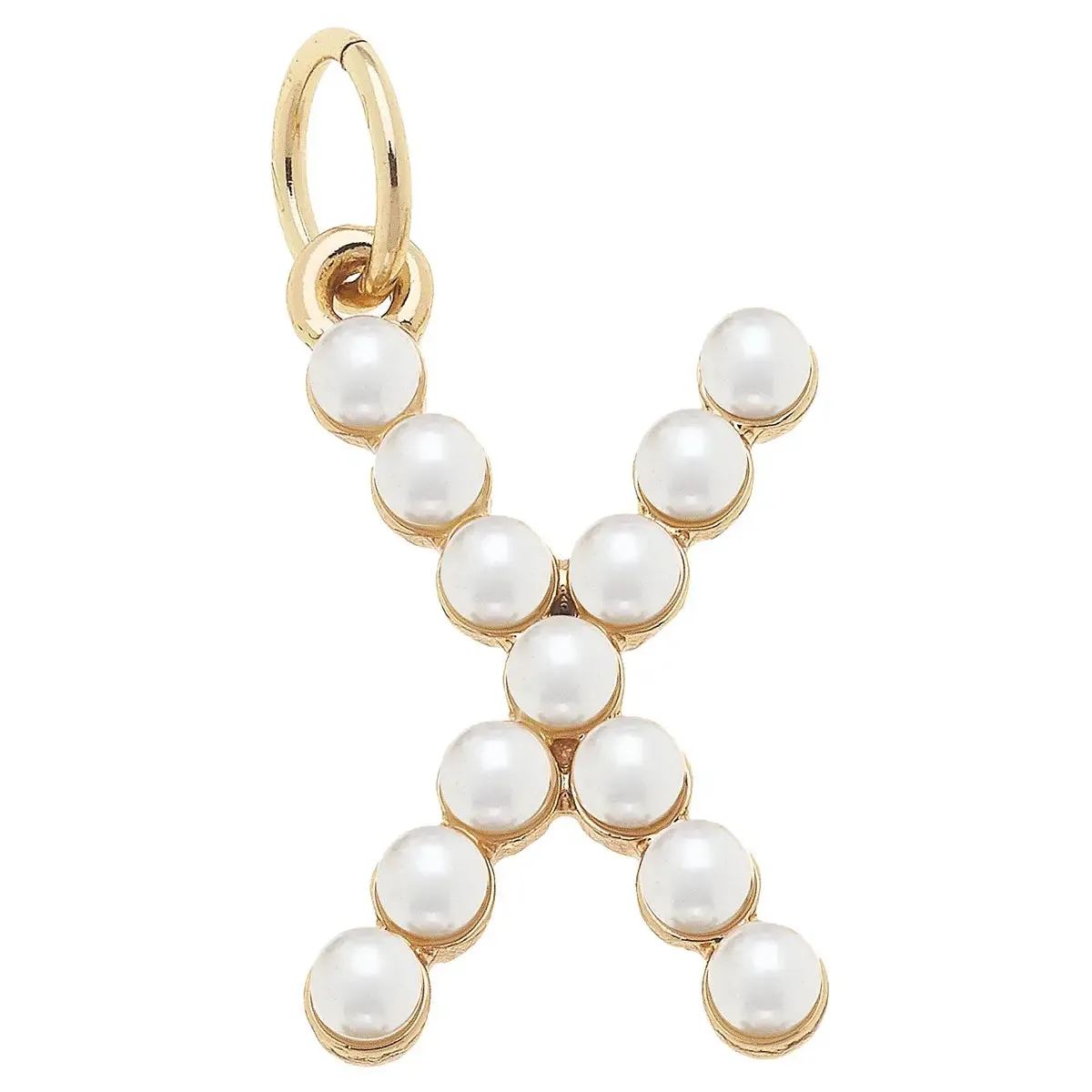 Pearl-Studded Letter Charm in Ivory