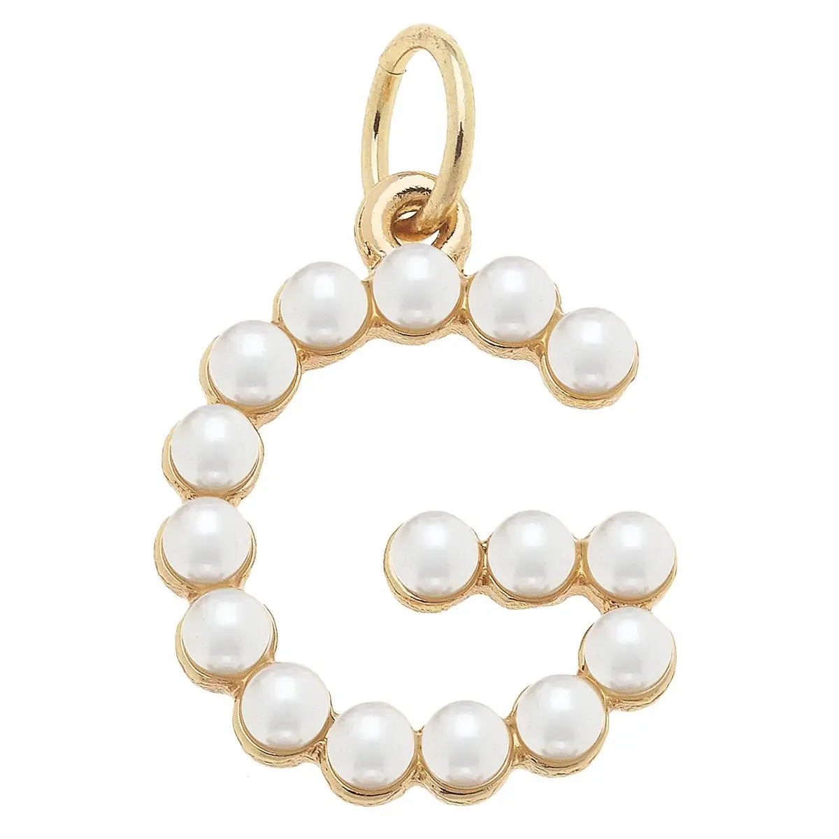 Pearl-Studded Letter Charm in Ivory
