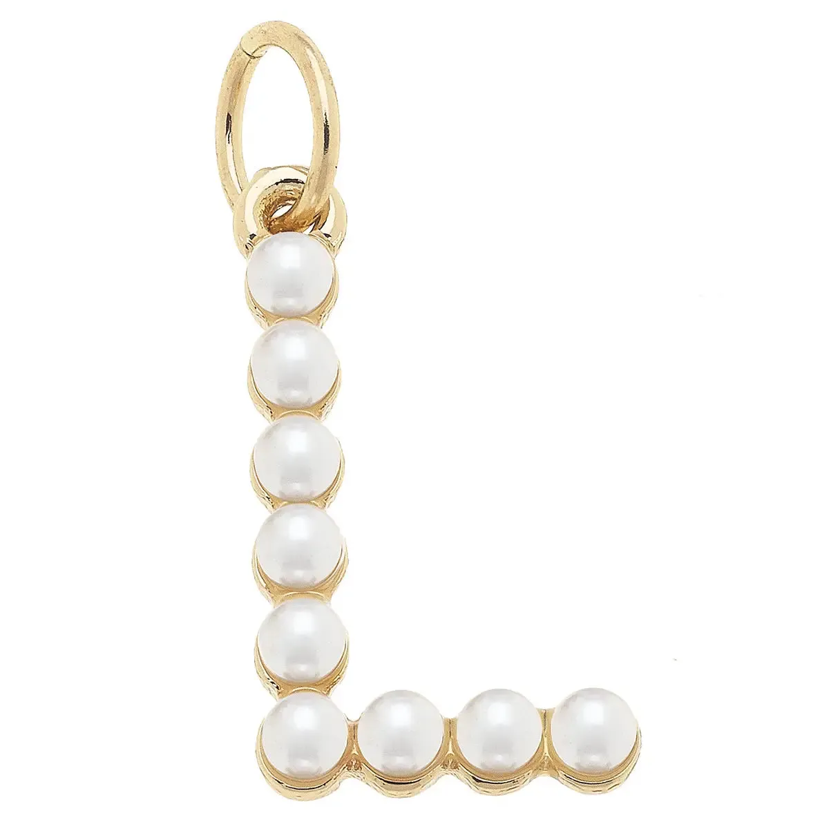 Pearl-Studded Letter Charm in Ivory