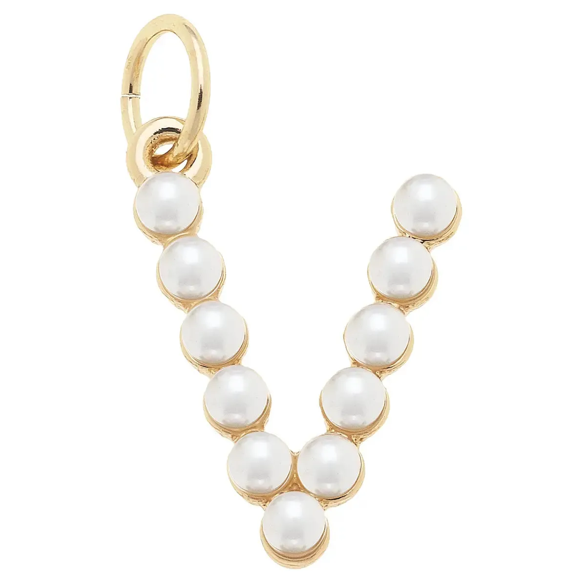 Pearl-Studded Letter Charm in Ivory