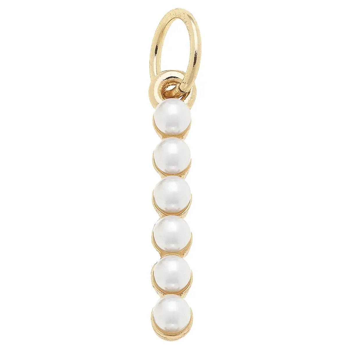 Pearl-Studded Letter Charm in Ivory