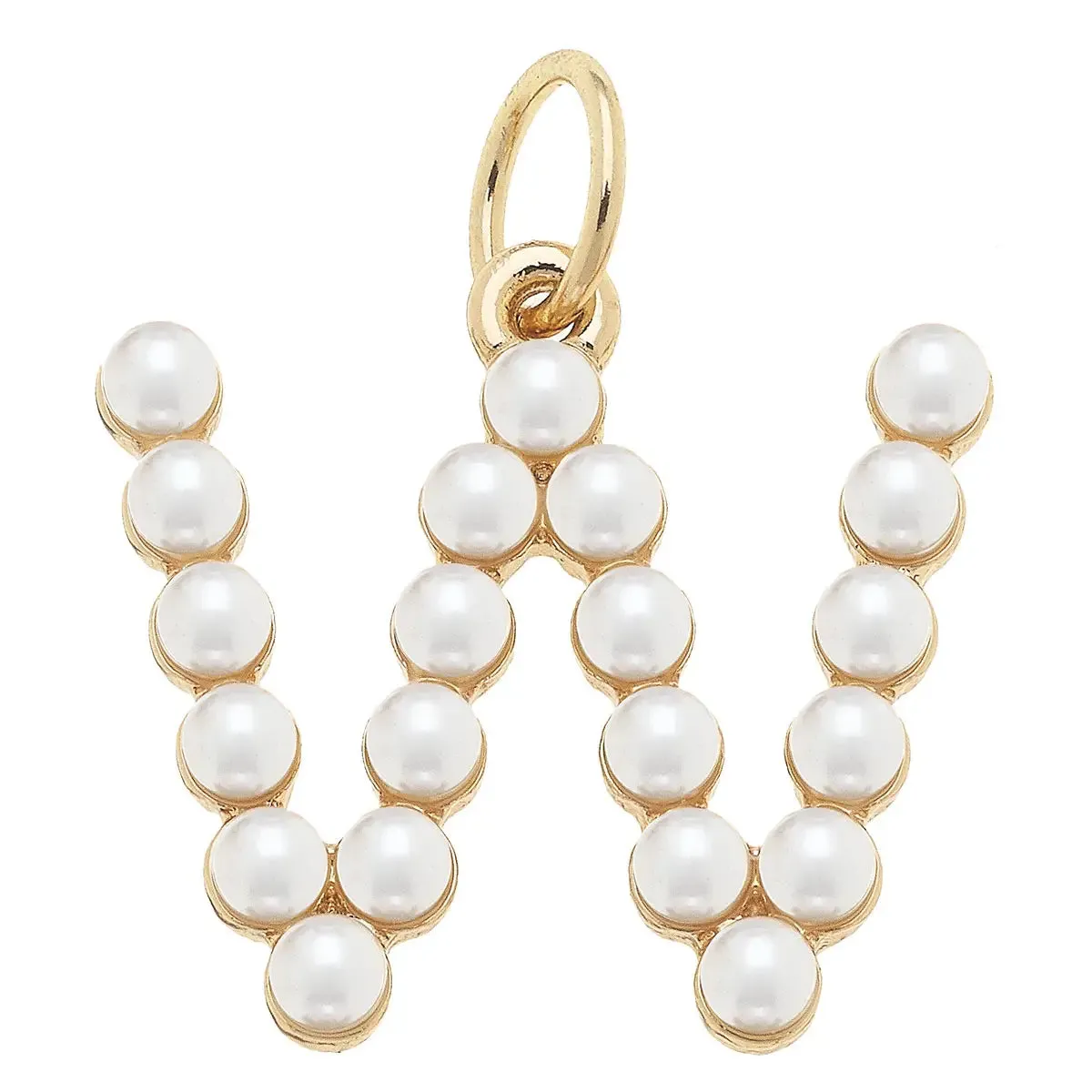 Pearl-Studded Letter Charm in Ivory