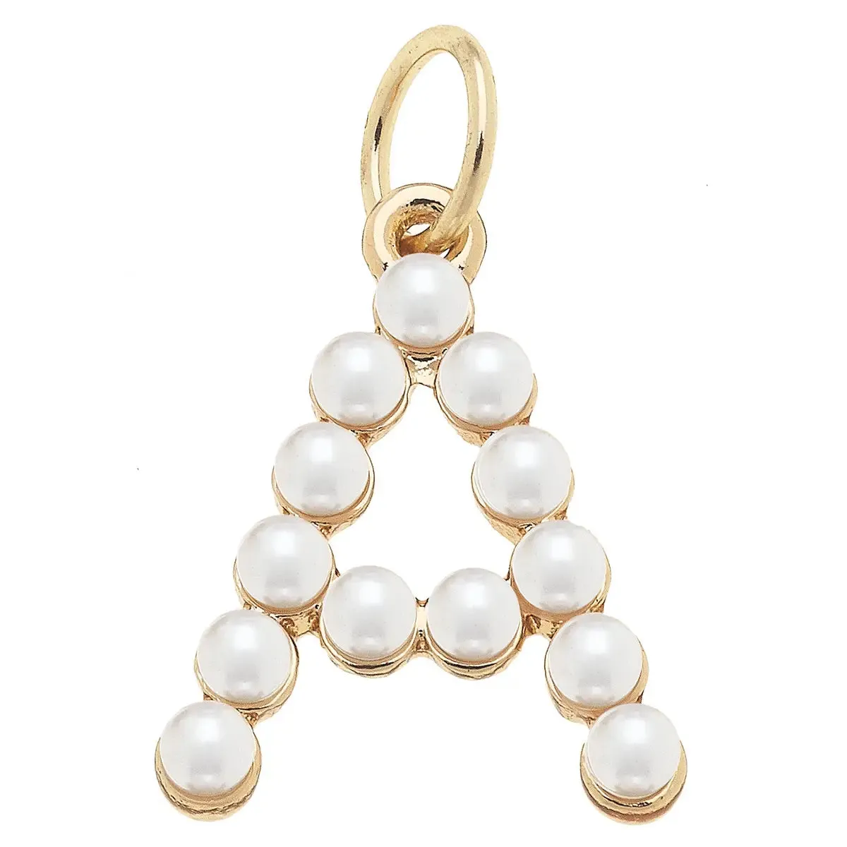 Pearl-Studded Letter Charm in Ivory