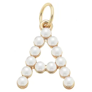 Pearl-Studded Letter Charm in Ivory