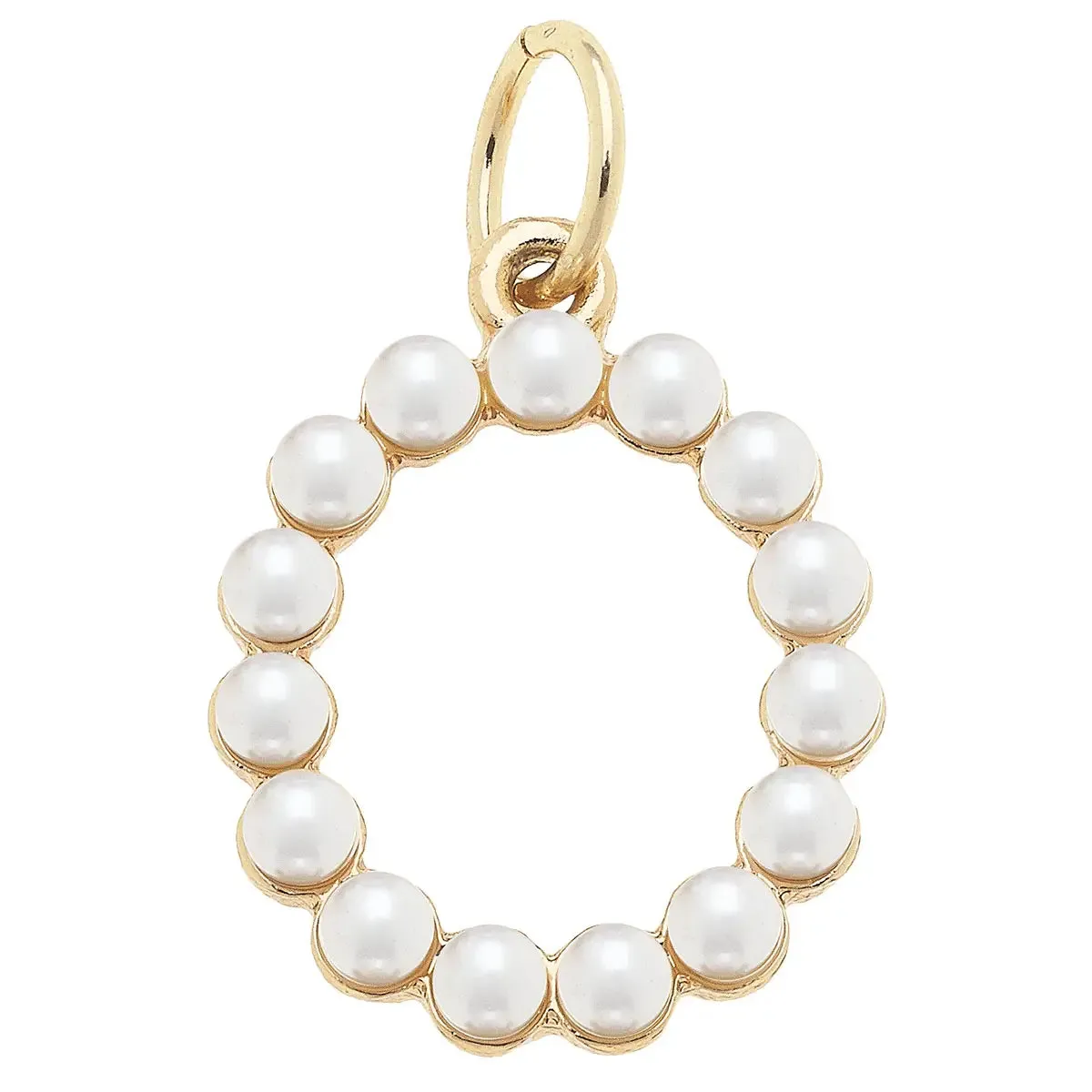 Pearl-Studded Letter Charm in Ivory
