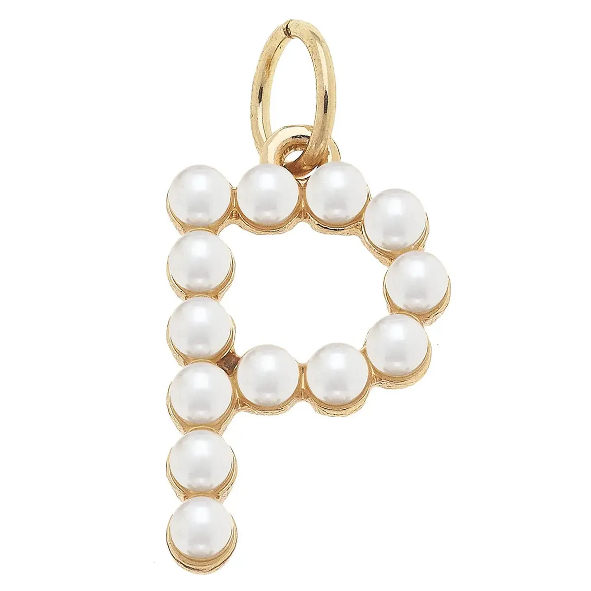 Pearl-Studded Letter Charm in Ivory