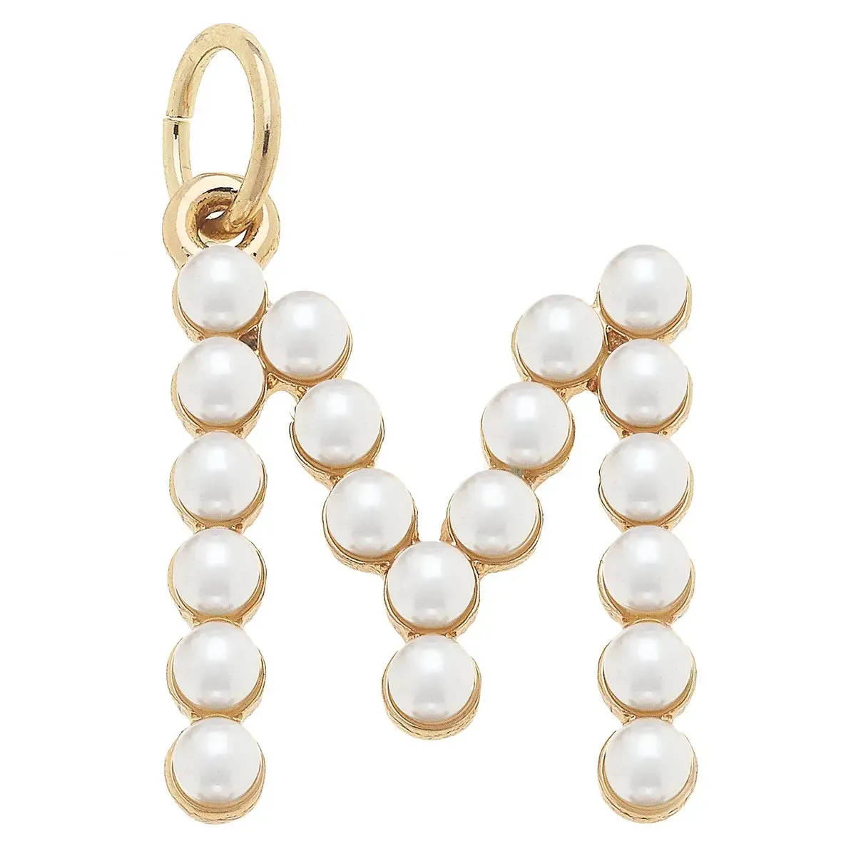 Pearl-Studded Letter Charm in Ivory