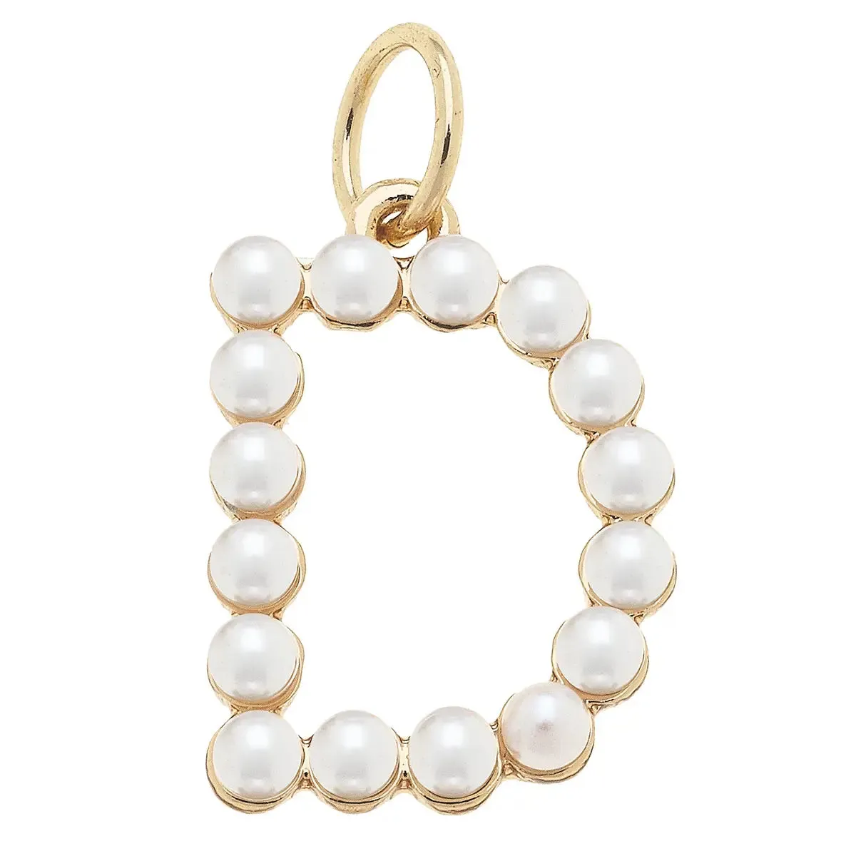 Pearl-Studded Letter Charm in Ivory