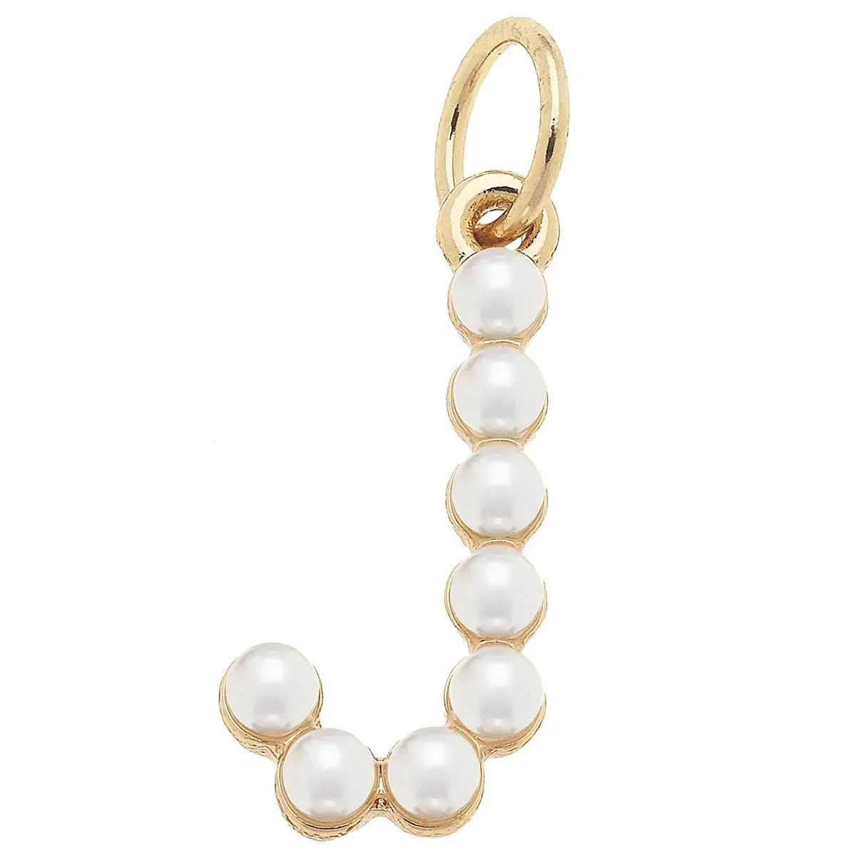 Pearl-Studded Letter Charm in Ivory