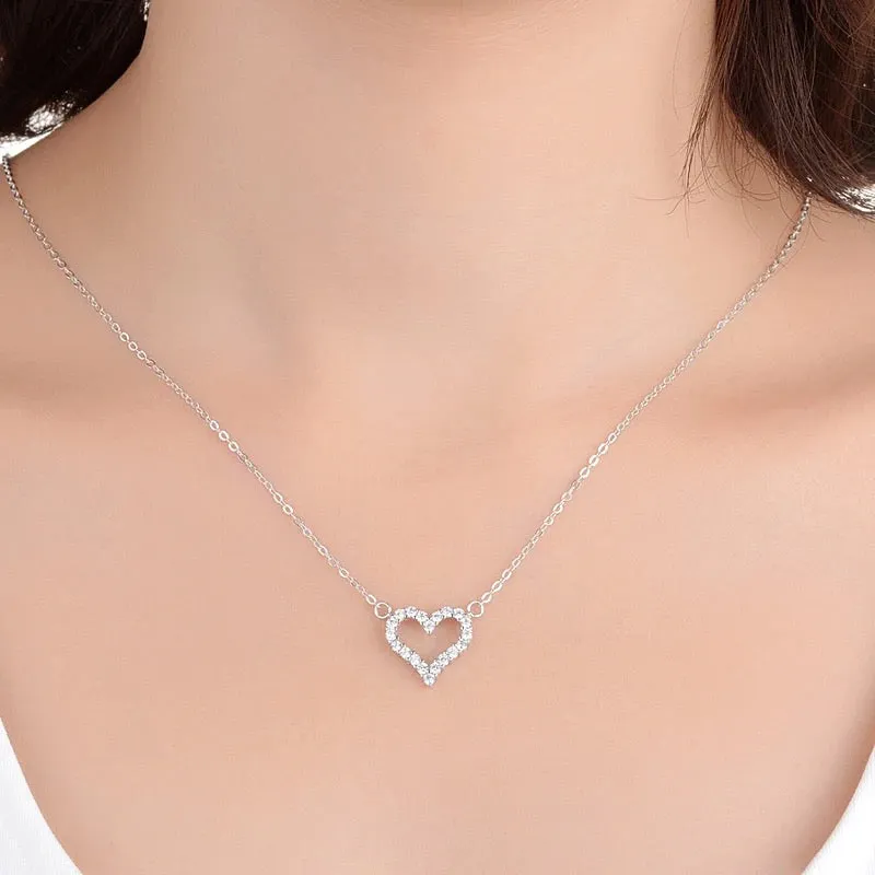 Perfect Hollow Heart Zircon Necklace