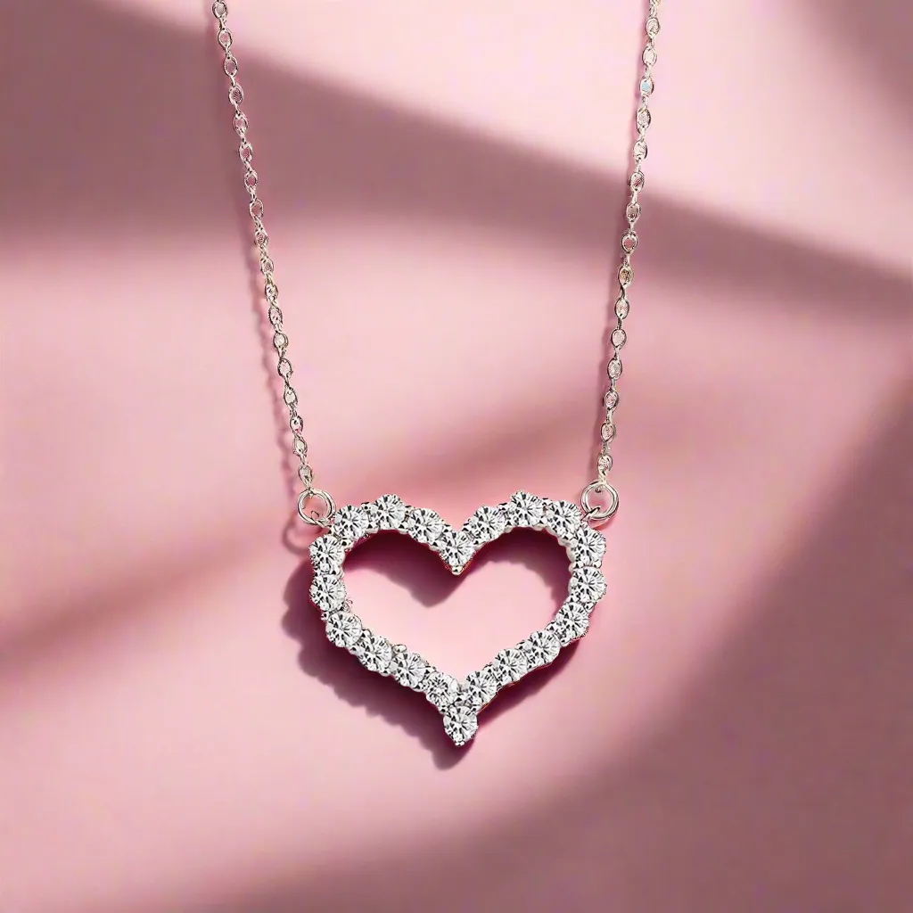 Perfect Hollow Heart Zircon Necklace
