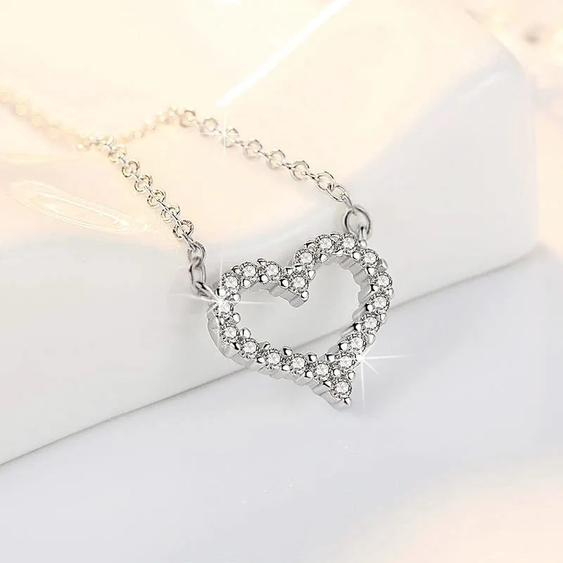 Perfect Hollow Heart Zircon Necklace