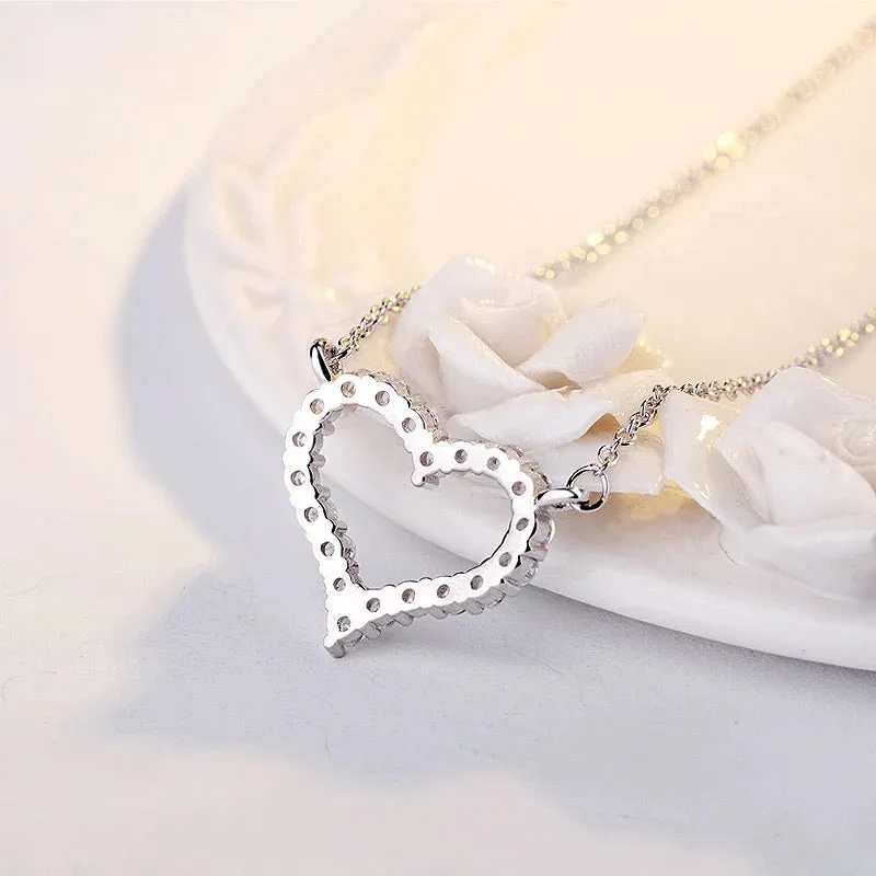 Perfect Hollow Heart Zircon Necklace