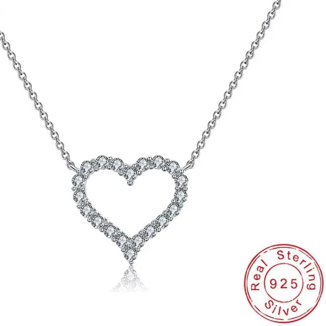 Perfect Hollow Heart Zircon Necklace