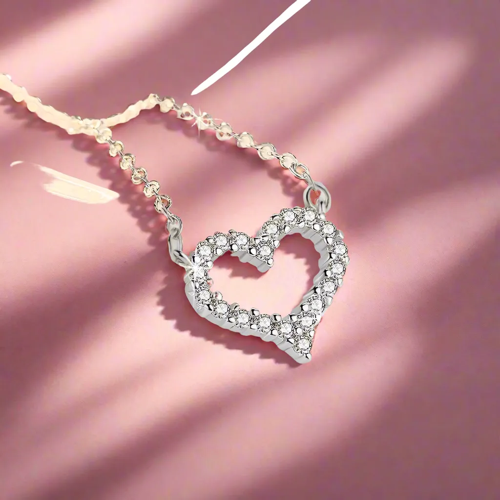 Perfect Hollow Heart Zircon Necklace