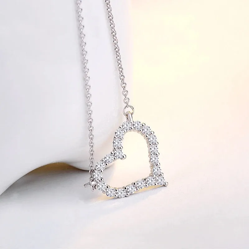 Perfect Hollow Heart Zircon Necklace