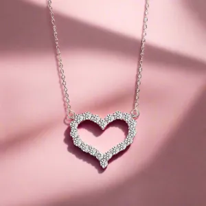 Perfect Hollow Heart Zircon Necklace