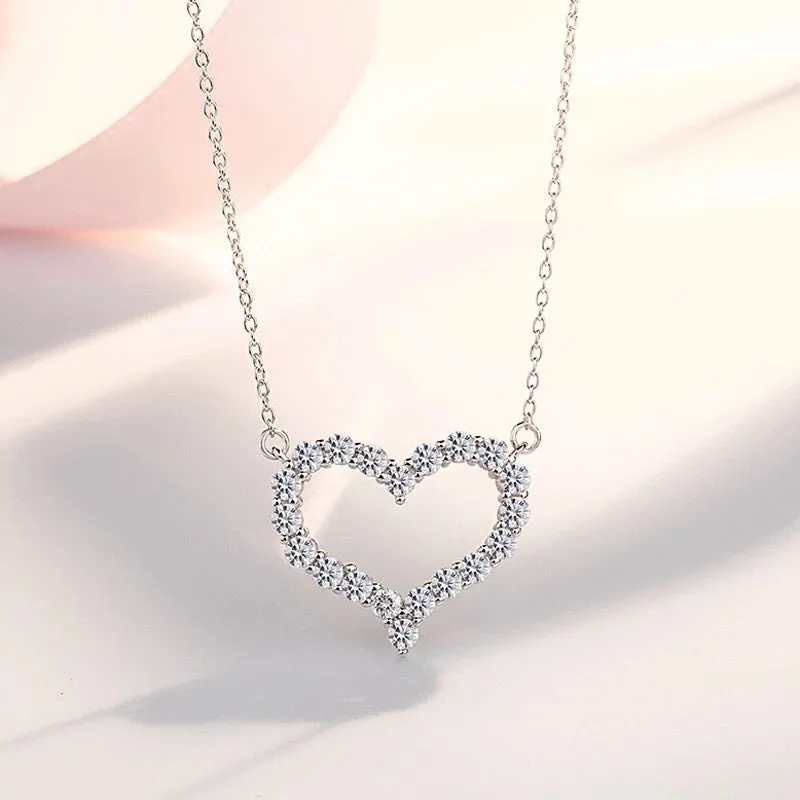 Perfect Hollow Heart Zircon Necklace