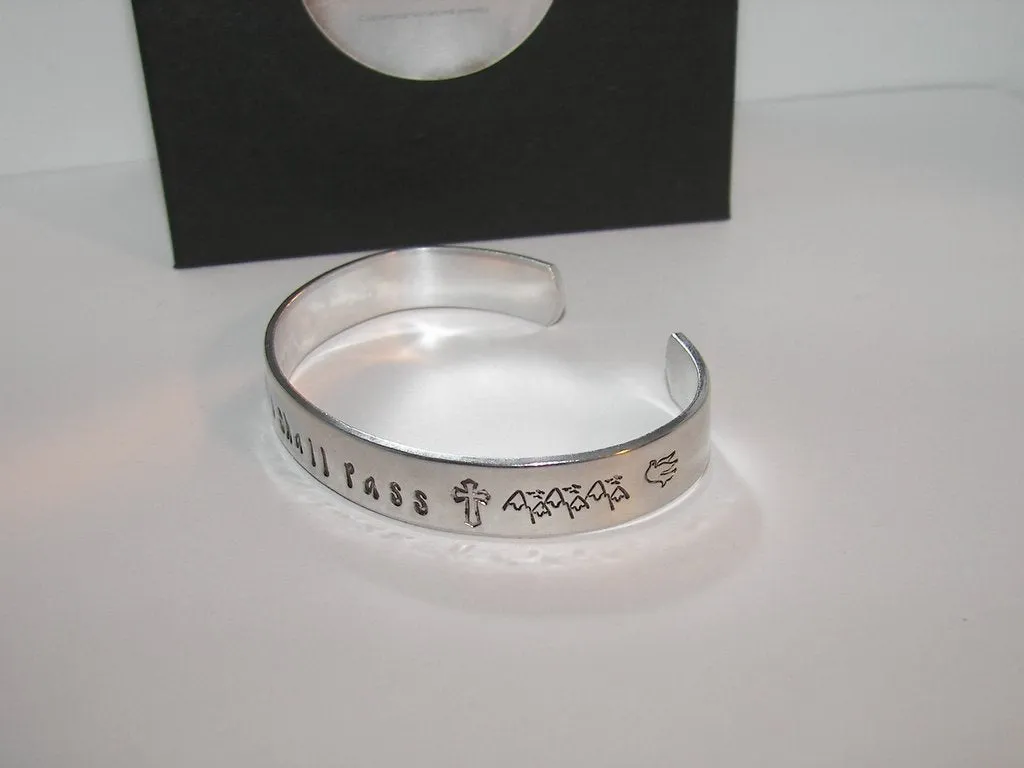 personalized Sterling  This too shall pass custom hand stamped cuff bracelet, personalized mom jewelry