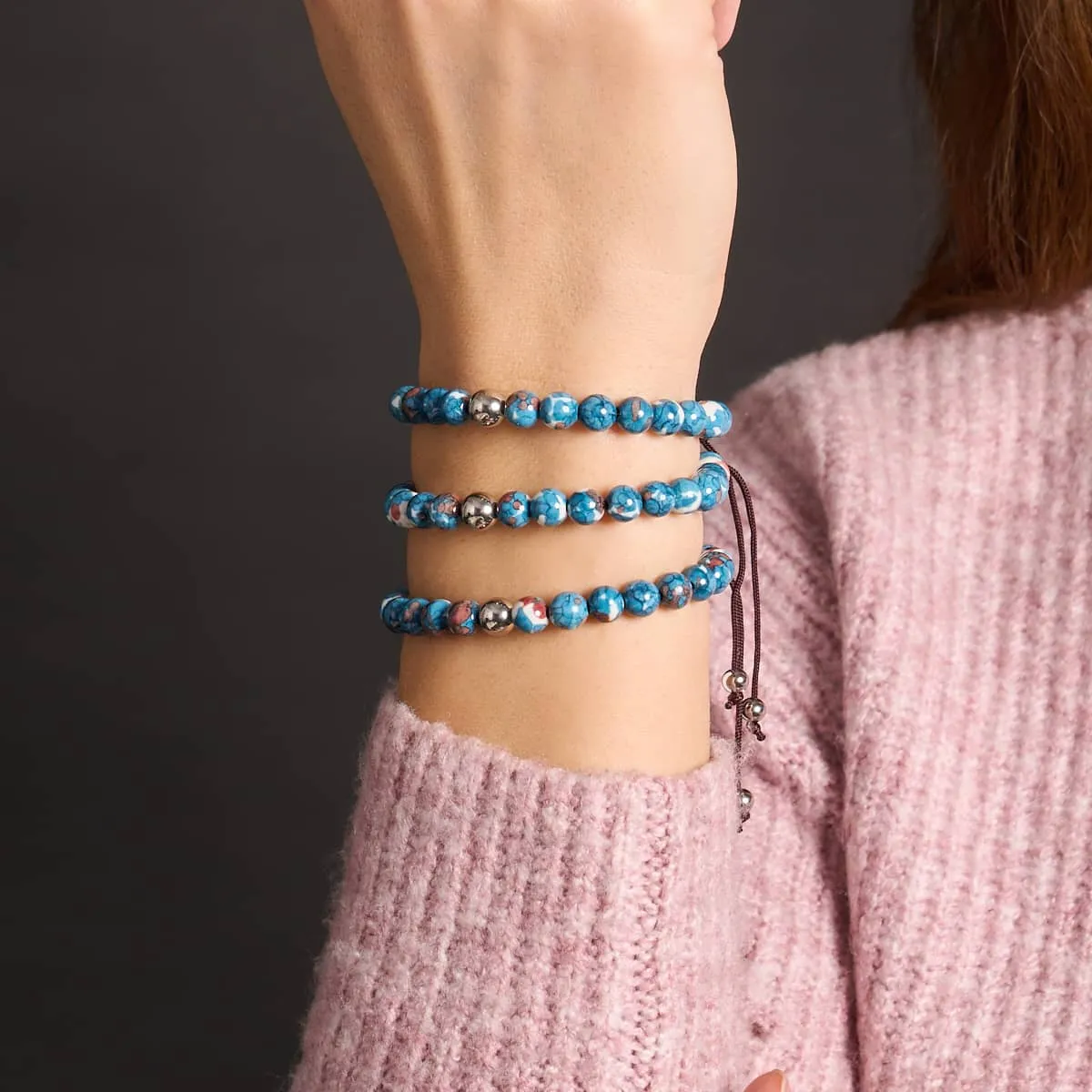 Picasso Porcelain Macrame Bracelet | Chocolate Sapphire