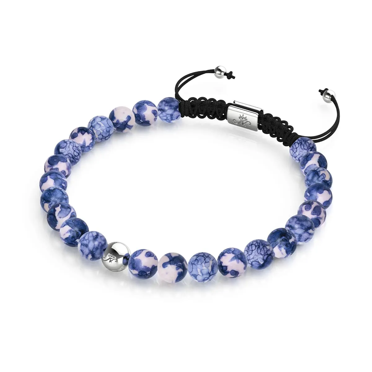 Picasso Porcelain Macrame Bracelet | Cobalt and Cream