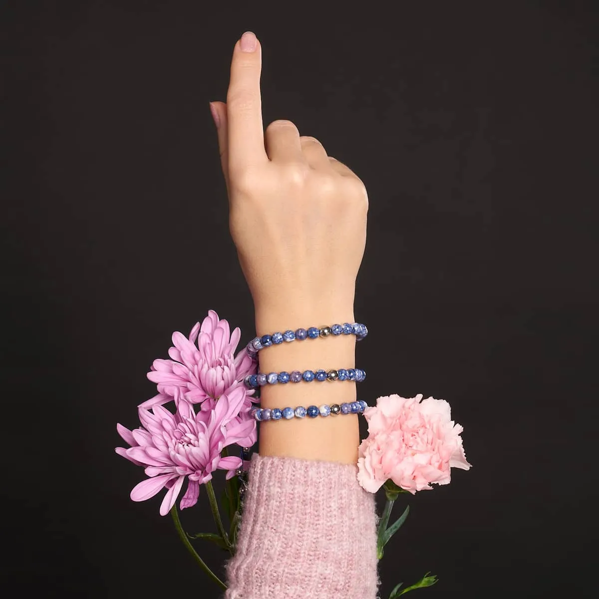 Picasso Porcelain Macrame Bracelet | Cobalt and Cream