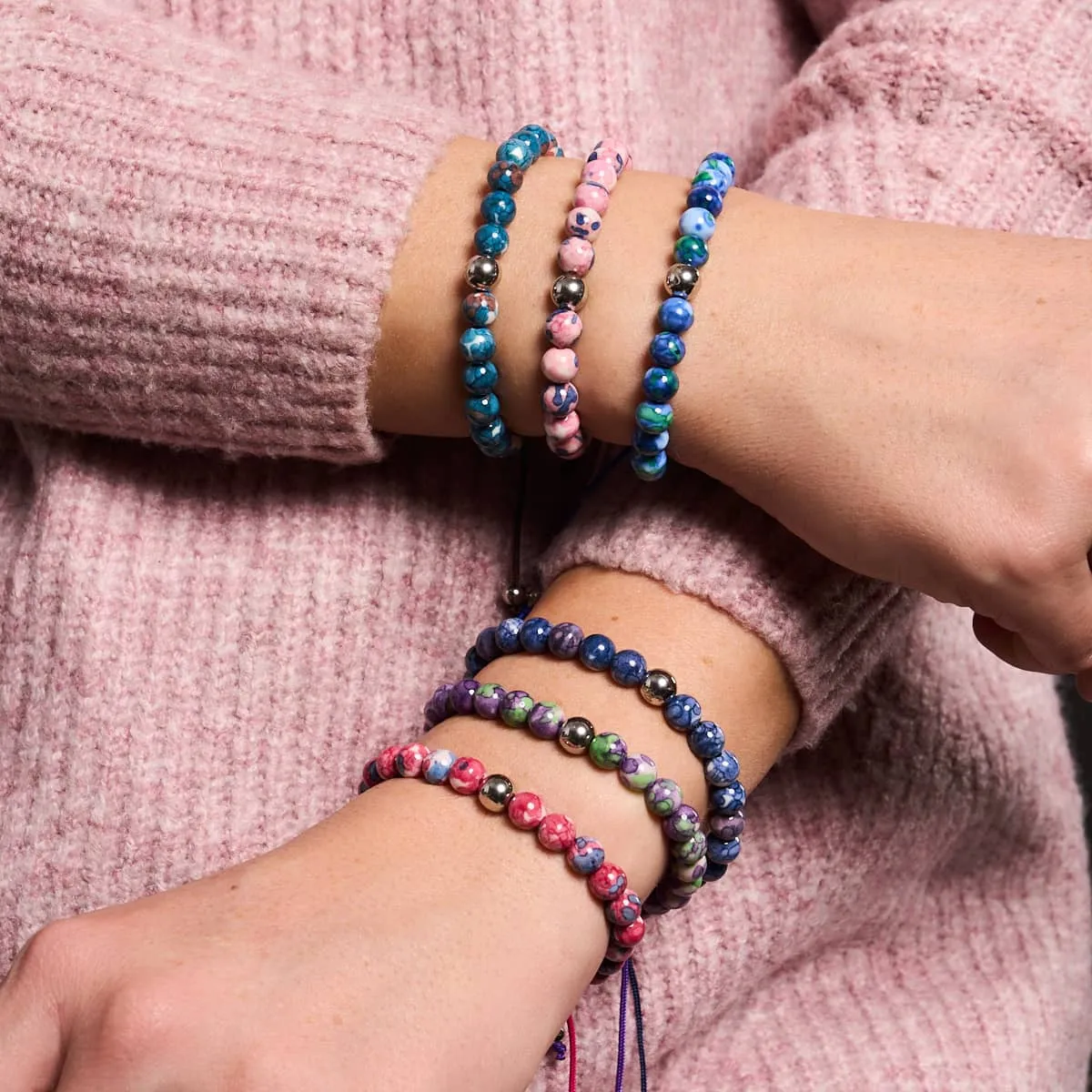 Picasso Porcelain Macrame Bracelet | Cobalt and Cream