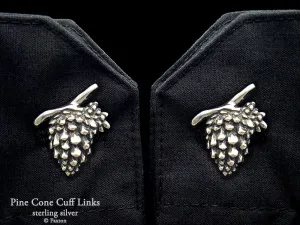 Pine Cone Cuff Links Sterling Silver
