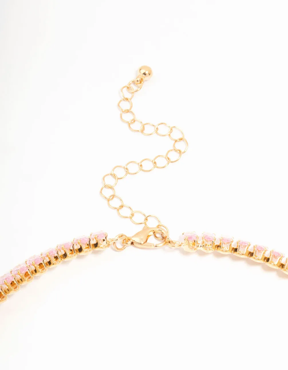 Pink Cubic Zirconia Navette Choker Gold Necklace