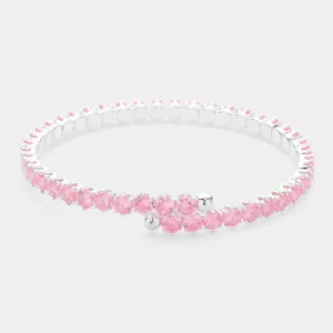 Pink CZ Round Stone Adjustable Pageant Bracelet | Adjustable Prom Bracelet |  622955