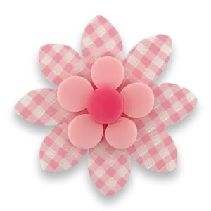 Pink gingham flower 🌸 - brooch