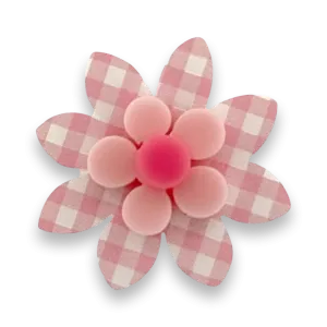 Pink gingham flower 🌸 - ring - Set of 2