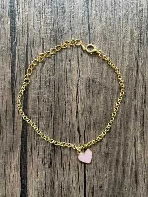 Pink Heart Charm Bracelet
