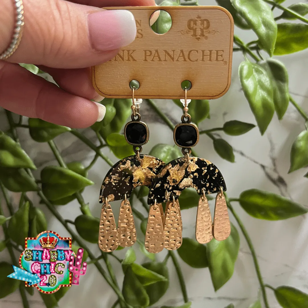 Pink Panache Black and Gold Earrings