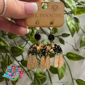 Pink Panache Black and Gold Earrings