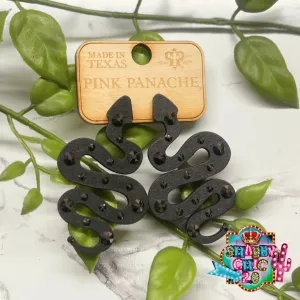 Pink Panache Black Snake Earrings