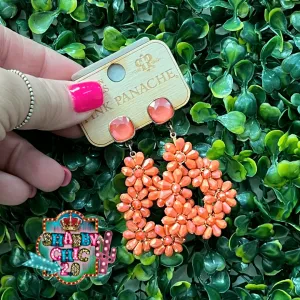 Pink Panache Fancy Floral Earrings - Coral
