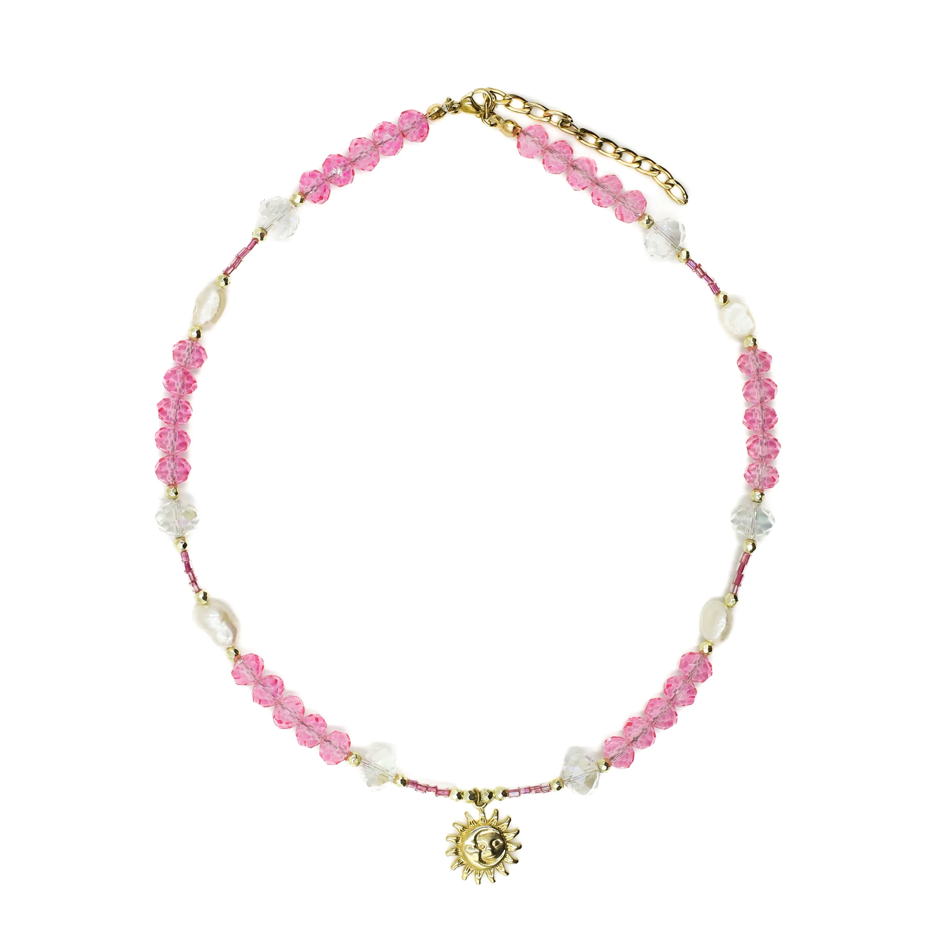 Pink Sun Beaded Choker