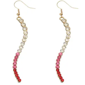 Pink Two Tone Ombre Rhinestone Curve Dangle Earrings