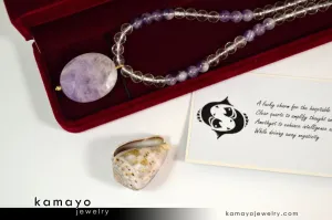 PISCES NECKLACE - Lavender Amethyst Pendant and Clear Quartz Beads