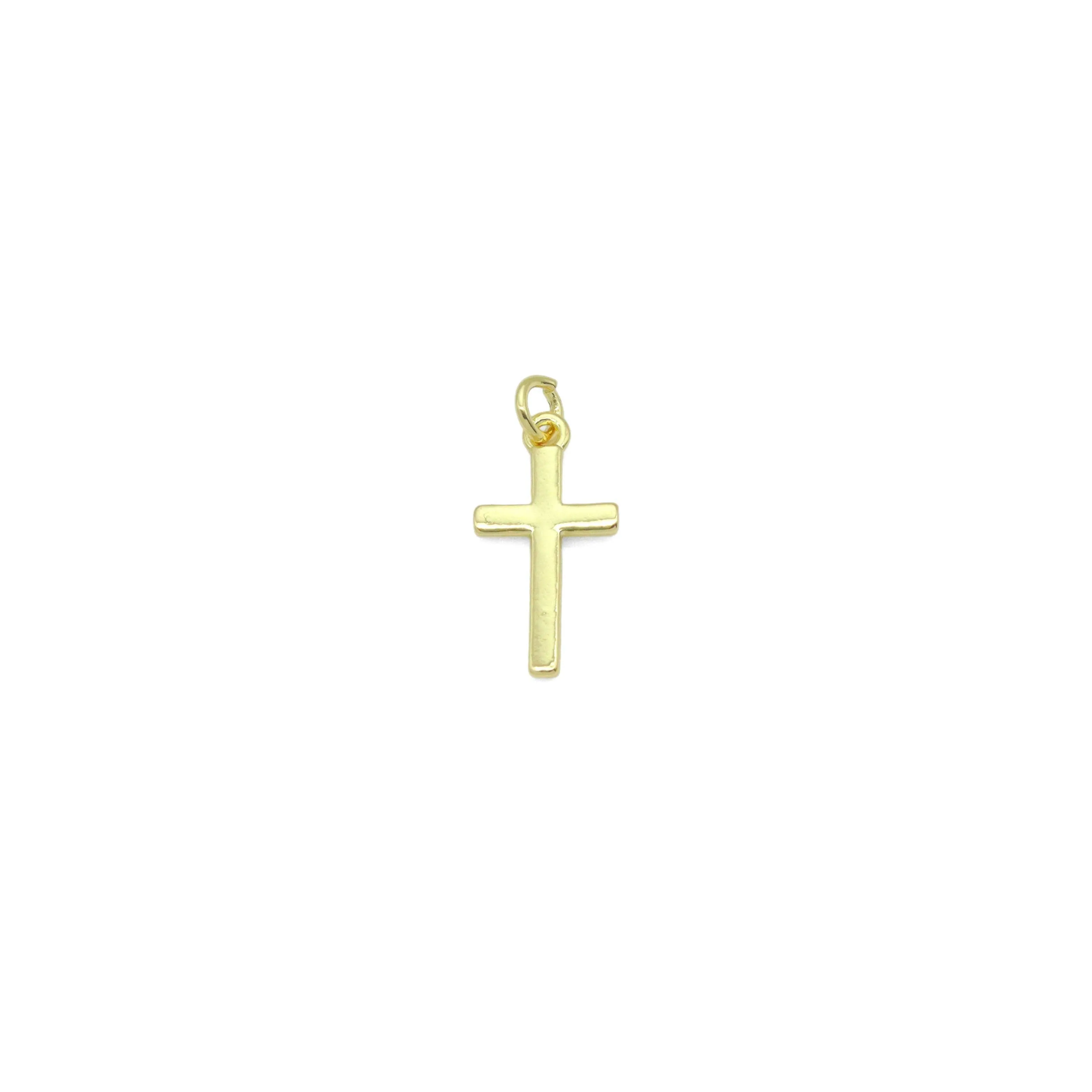 Plain Gold Cross Shape Charm Pendant, Sku#LK1050