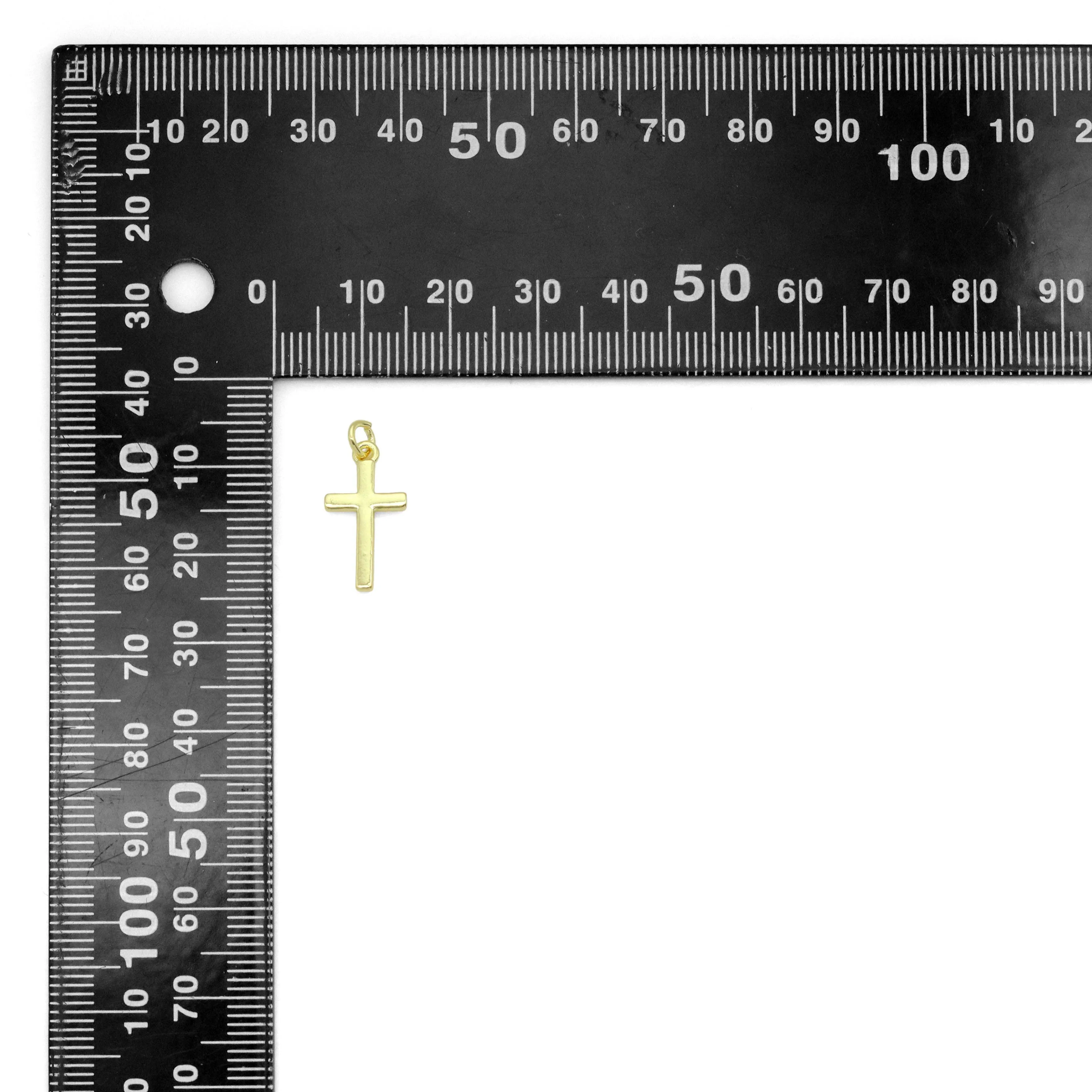 Plain Gold Cross Shape Charm Pendant, Sku#LK1050